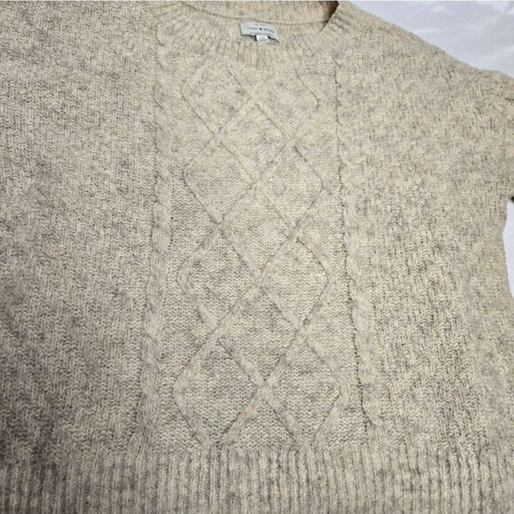 LUCKY BRAND cable knit crew neck wool blend sweater L - Picture 4 of 9